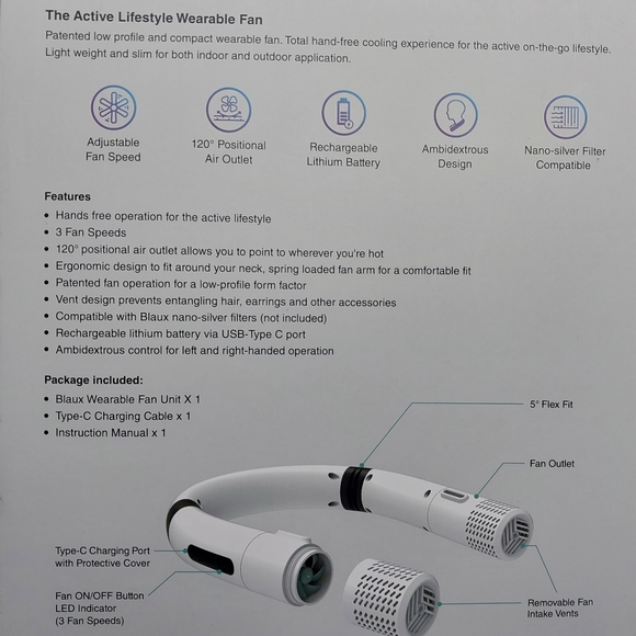 BLAUX WEARABLE FAN - Picture 3 of 9